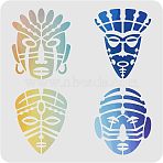 Plastic Reusable Drawing Painting Stencils Templates, for Painting on Scrapbook Paper Wall Fabric Floor Furniture Wood, Square, Face Pattern, 300x300mm(DIY-WH0172-239)