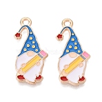 Alloy Enamel Pendants, Gnome & Pencil Charms, Light Gold, Gold, 25x12x1mm, Hole: 1.6mm(ENAM-Q004-02KCG-01)