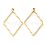 304 Stainless Steel Open Back Bezel Rhombus Pendants, For DIY UV Resin, Epoxy Resin, Pressed Flower Jewelry, Real 18K Gold Plated, 39x26x3mm, Hole: 2.2mm, Inner Diameter: 32x23.5mm(STAS-Z040-02B-G)