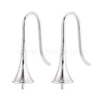 304 Stainless Steel Earring Hooks, for Half Drilled Beads, Bell, Stainless Steel Color, 23x6.5mm, Pin: 1mm(X-STAS-N108-30P)