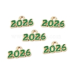 Alloy Enamel Pendants, Number 2026 Charms, Light Gold, Gainsboro, 9x18x1.5mm, Hole: 1.8mm(ENAM-D319-01KCG-04)