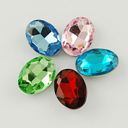 Glass Pointed Back Rhinestone, Back Plated, Faceted, Oval, Mixed Color, 13x18x5mm(RGLA-Q012-M)