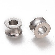 304 Stainless Steel European Bead Cores, Grommet for Polymer Clay Rhinestone Large Hole Beads Making, Stainless Steel Color, 4x6.5mm, Hole: 3.2mm(X-STAS-H108-05P)