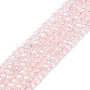 Electroplate Glass Beads Strands, Pearl Luster Plated, Faceted, Rondelle, Pink, 2.3~2.7x2mm, Hole: 0.4mm, about 150~155pcs/strand, 32~33cm(EGLA-A044-T1mm-A22)