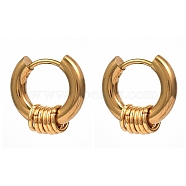 Vacuum Plating 304 Stainless Steel Huggie Hoop Earrings, Hypoallergenic Earrings, with 316 Surgical Stainless Steel Pin, Ring, Golden, 15x14.5x5mm, Pin: 1mm(X-EJEW-JE04192-01)