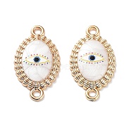 Resin Connector Charms, Light Gold Tone Alloy Enamel Eye Links, Oval, 24x13.5x2mm, Hole: 1.6mm(FIND-E043-11KCG-07)