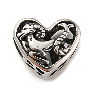 316 Surgical Stainless Steel  Hollow Out Beads, Heart with Twelve Constellations, Capricorn
, Capricorn, 10x12x6.5mm, Hole: 4mm(STAS-Q304-01I-AS)