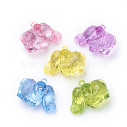 Transparent Acrylic Pendants, Elephant, Mixed Color, 32x44x23mm, Hole: 3mm, about 45pcs/500g(TACR-T002-16)