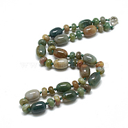 Natural Indian Agate Beaded Necklaces, with Alloy Lobster Clasps, Barrel, 18.1 inch~18.5  inch(46~47cm), Barrel: 14x10mm(NJEW-S390-12)