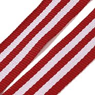 50M Polyester Striped Ribbons, Garment Accessories, White, Red, 3/4 inch(20mm), about 54.68 Yards(50m)/Roll(OCOR-XCP0002-28)
