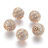 Handmade Indonesia Beads, with Metal Findings, Round, Light Gold, Thistle, 19.5x19mm, Hole: 1mm(IPDL-E010-20E)