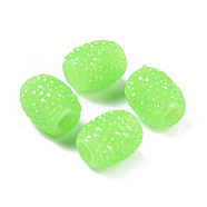 Opaque Resin European Jelly Colored Beads, Large Hole Barrel Beads, Bucket Shaped, Lime, 15x12.5mm, Hole: 5mm(RESI-B025-02A-06)