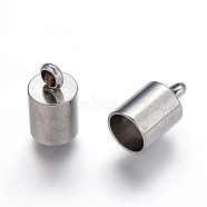304 Stainless Steel Cord Ends, End Caps, Stainless Steel Color, 12x7mm, Hole: 2mm, Inner Diameter: 6mm(STAS-P162-11-6mm)