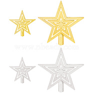 4Pcs 4 Style Plastic Christmas Treetop Star Ornament, for Christmas Tree Decorations, Mixed Color, 95~151x95~151x12~17.5mm, Hole: 9.5~14mm, 1pc/style(AJEW-GA0006-07)