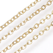 Brass Cable Chains, Soldered, Flat Oval, Nickel Free, Real 18K Gold Plated, 3x2.3x0.4mm(X-KK-S332-19G)