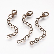 Iron Chain Extender, with Alloy Lobster Claw Clasps, Rack Plating, Antique Bronze, 60~68x3.5mm, Clasp: 12x7x3mm(PALLOY-F206-02AB)
