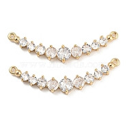Brass Pave Clear Cubic Zirconia Connector Charms, Gradient Round Links, Real 18K Gold Plated, 12x39.5x3.5mm, Hole: 1.2mm(KK-Q789-44G)