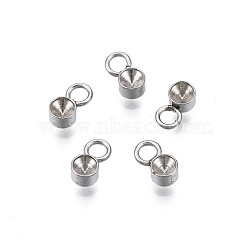 201 Stainless Steel Pendant Rhinestone Settings, Flat Round, Stainless Steel Color, Fit for 2mm Rhinestone, 6x3x2mm, Hole: 1.8mm(STAS-S057-44A-P)