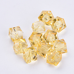 Transparent Acrylic Beads, Faceted, Cube, Light Khaki, 8x8x7.5mm, Hole: 1.4mm(X-TACR-Q259-8mm-V16)