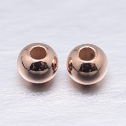 Round 925 Sterling Silver Spacer Beads, Real Rose Gold Plated, 4mm, Hole: 1~1.3mm, about 181pcs/20g(STER-M103-04-4mm-RG)