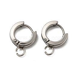 201 Stainless Steel Huggie Hoop Earrings Findings, with Vertical Loop, with 316 Surgical Stainless Steel Earring Pins, Ring, Stainless Steel Color, 11x2.5mm, Hole: 2.7mm, Pin: 1mm(STAS-A167-01I-P)