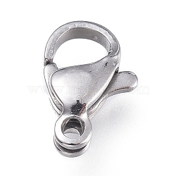 Tarnish Resistant 316 Surgical Stainless Steel Lobster Claw Clasps, Manual Polishing, Stainless Steel Color, 10x6.6x3.1mm, Hole: 1.2mm(X-STAS-M281-01P-B)