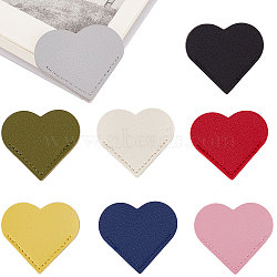 16Pcs 8 Colors PU Leather Bookmarks, Corner Page Marker for Book Lovers, Heart Shape, Mixed Color, 53x57x3mm, 2pcs/color(AJEW-GF0007-08)