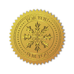 Self Adhesive Gold Foil Embossed Stickers, Medal Decoration Sticker, Floral, 5x5cm, 4pcs/sheet(DIY-WH0211-378)