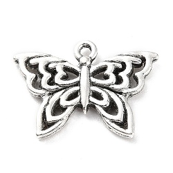 Tibetan Style Alloy Pendants, Butterfly, Antique Silver, 18.5x26x3mm, Hole: 1.6mm, about 159pcs/500g(PALLOY-P293-005AS)