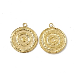 Vacuum Plating 201 Stainless Steel Pendants, Flat Round Charm, Real 18K Gold Plated, 21x18x1.5mm, Hole: 1.8mm(STAS-J401-VC792)