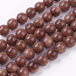 Synthetic Goldstone Bead Strands, Round, 10mm, Hole: 1mm, about 38pcs/strand, 14.9 inch(G-R193-04-10mm)
