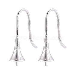 304 Stainless Steel Earring Hooks, for Half Drilled Beads, Bell, Stainless Steel Color, 23x6.5mm, Pin: 1mm(X-STAS-N108-30P)