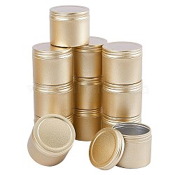 Round Aluminium Tin Cans, Aluminium Jar, Storage Containers for Cosmetic, Candles, Candies, with Screw Top Lid, Matte Light Gold, 4.5x3.9cm, Capacity: 50ml(1.69fl. oz), 12pcs/box(CON-BC0006-53)