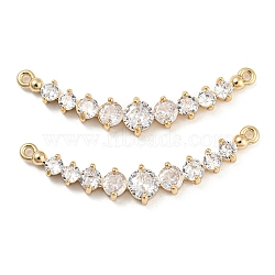 Brass Pave Clear Cubic Zirconia Connector Charms, Gradient Round Links, Real 18K Gold Plated, 12x39.5x3.5mm, Hole: 1.2mm(KK-Q789-44G)