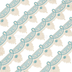 Olycraft 7.5 Yards Polyester Flower Lace Trim, for Garment Accessories, Aqua, 3-7/8 inch(97mm)(OCOR-OC0001-53A)