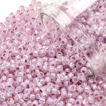 TOHO Round Seed Beads, Japanese Seed Beads, (2120) Silver Lined Light Pink Opal, 11/0, 2.2mm, Hole: 0.8mm, about 1103pcs/10g