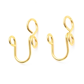 Brass Nose Rings, Nose Cuff Non Piercing, Clip on Nose Ring for Women Men, Number 8 Shape, Golden, 17x6x8.5mm, Hole: 1.5mm