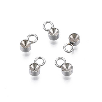201 Stainless Steel Pendant Rhinestone Settings, Flat Round, Stainless Steel Color, Fit for 2mm Rhinestone, 6x3x2mm, Hole: 1.8mm