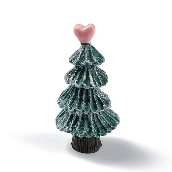 Christmas Theme Resin Display Decoration, for Home Desktop Decoration, Christmas Tree, Heart, 40.5x39.5x77.5mm