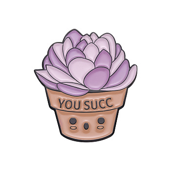 Funny Word You Succ Enamel Pins, Alloy Brooches for Backpack Clothes, Succulent Plant, 29x26mm