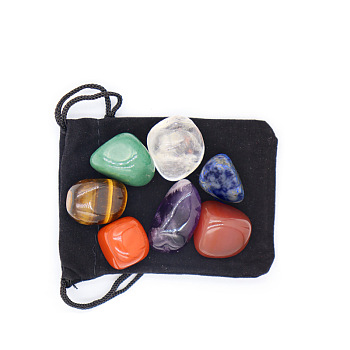 Natural Mixed Gemstone Nuggets Ornaments, Home Display Decorations, Reiki Energy Stone for Healing, 20~25mm, 7Pcs/set