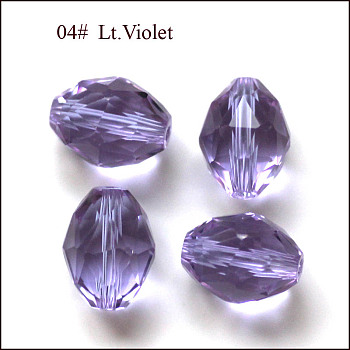 Imitation Austrian Crystal Beads, Grade AAA, K9 Glass, Faceted, Oval, Lilac, 8x6mm, Hole: 0.7~0.9mm