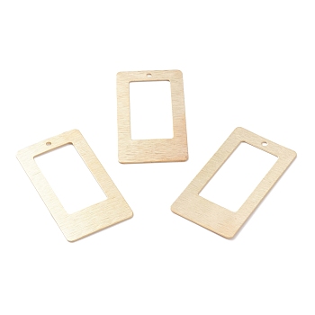 Brass Charms, Rectangle, Hollow, Real 24K Gold Plated, 42.5x22.5x0.5mm, Hole: 1.6mm