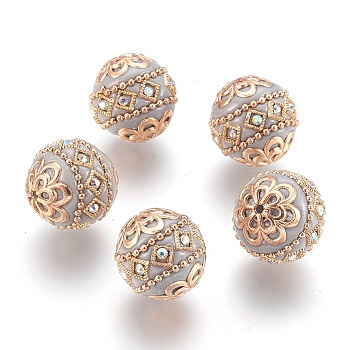 Handmade Indonesia Beads, with Metal Findings, Round, Light Gold, Thistle, 19.5x19mm, Hole: 1mm