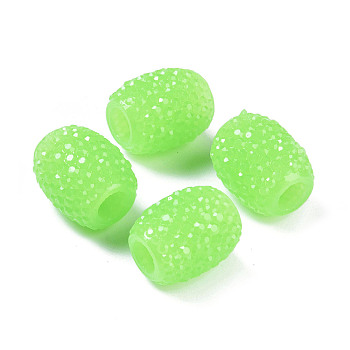 Opaque Resin European Jelly Colored Beads, Large Hole Barrel Beads, Bucket Shaped, Lime, 15x12.5mm, Hole: 5mm