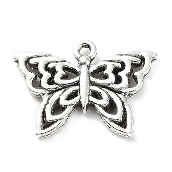 Tibetan Style Alloy Pendants, Butterfly, Antique Silver, 18.5x26x3mm, Hole: 1.6mm, about 159pcs/500g