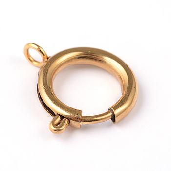 Ion Plating(IP) 304 Stainless Steel Spring Ring Clasps, Golden, 19x13.8x2.5mm, Hole: 3mm