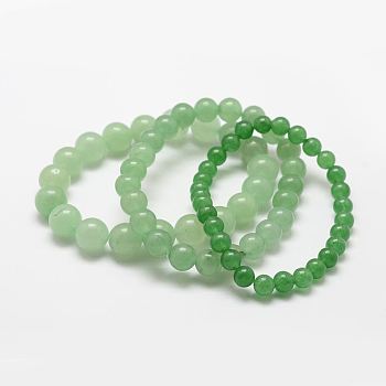 Natural Green Aventurine Round Beads Stretch Bracelets, 2 inch(50mm), 6mm