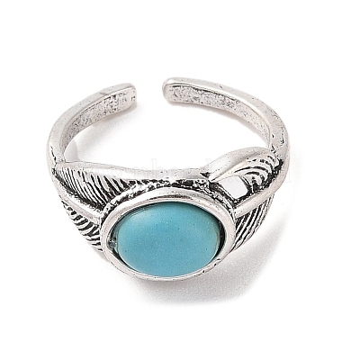 Oval Synthetic Turquoise Cuff Rings(RJEW-B107-09AS)-3