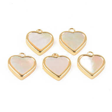 Golden Seashell Color Heart White Shell Charms